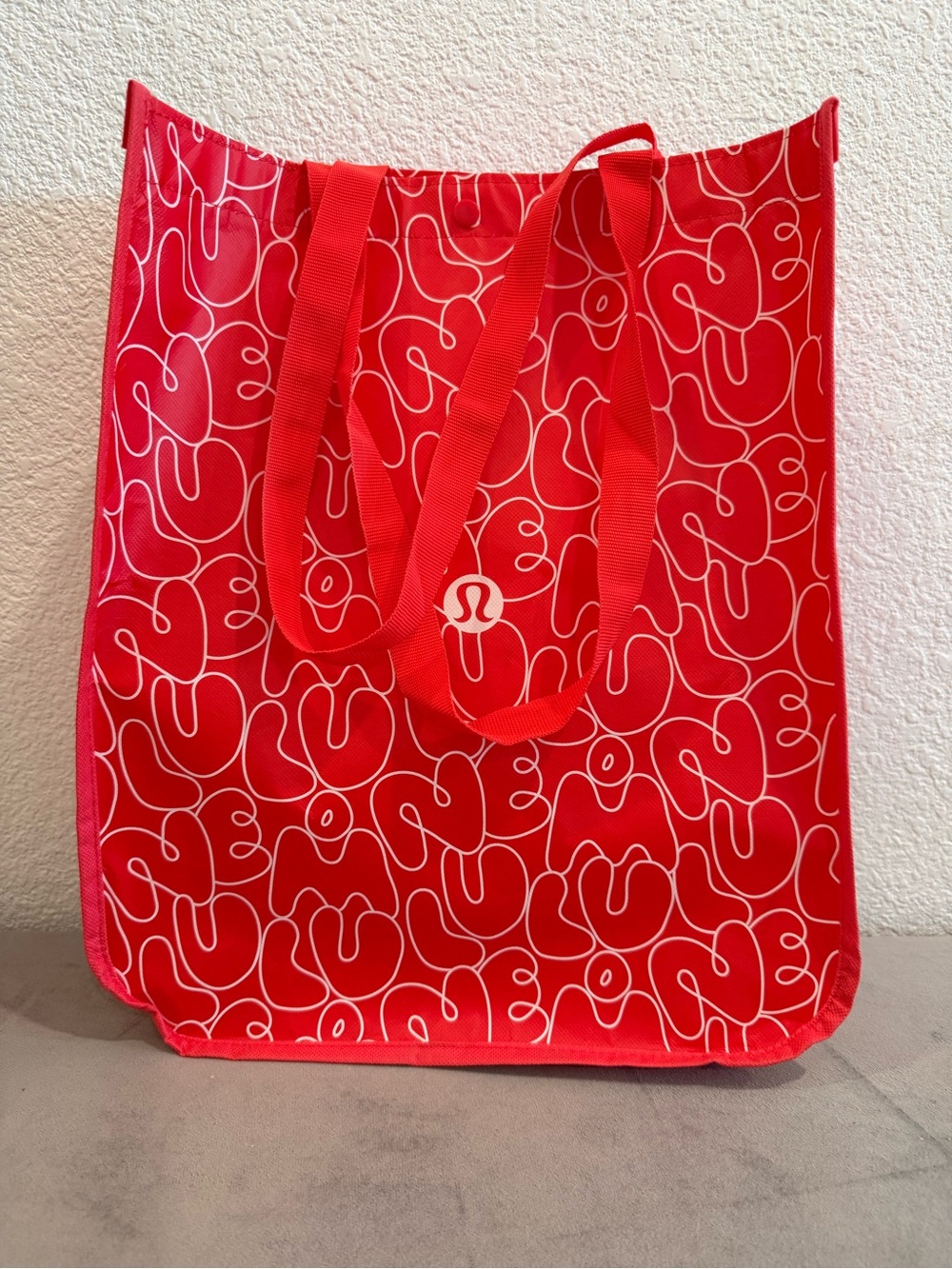 lululemon athletica Red Abstract Logo Large Tote Shopping Gift Bag